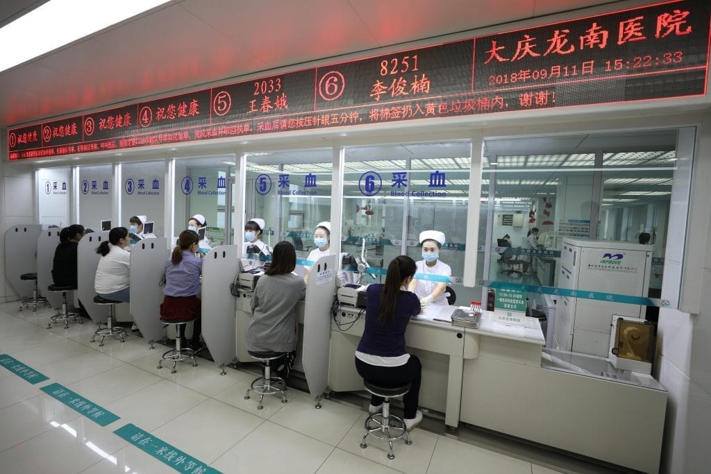 Patients visiting a hospital in China using Lenovo Smart Medical. 