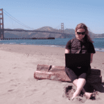 Erika Woolsey with ThinkPad workstation in San Francisco