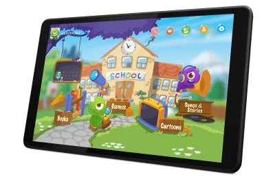 Modern design of the Lenovo Tab M8 with a narrow bezel and up to 83 percent panel-to-body ratio for better viewing.