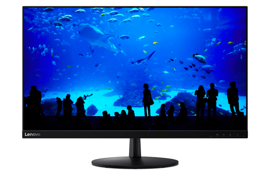 Offered in Raven Black, the Lenovo L28u Monitor sports more screen area than before.
