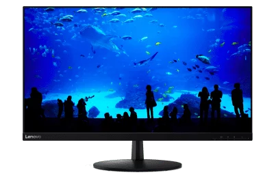 Offered in Raven Black, the Lenovo L28u Monitor sports more screen area than before.