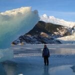 Haben Girma by an iceberg in Juneau, Alaska