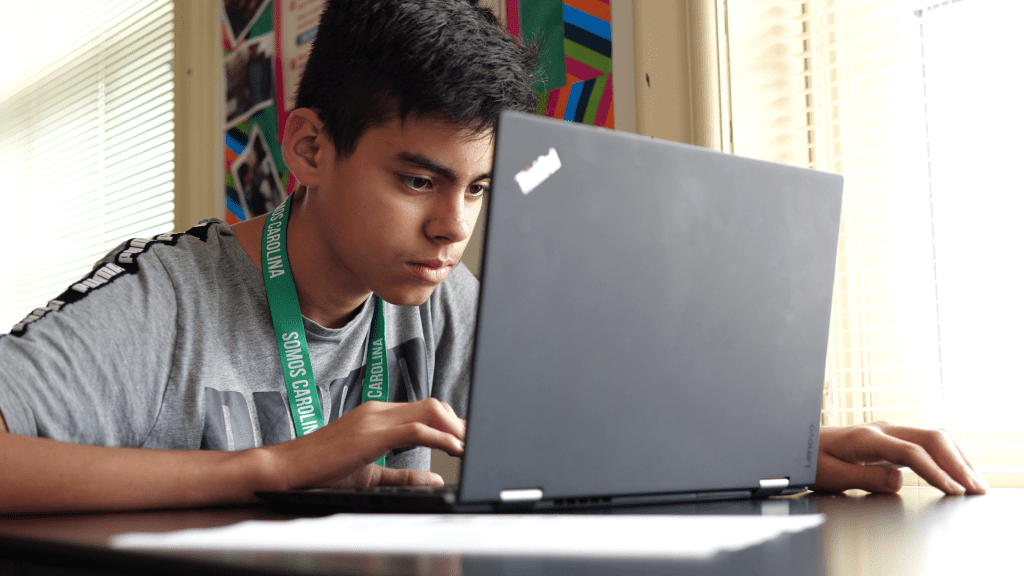 LatinxEd student with ThinkPad