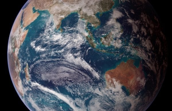 Eastern hemisphere of Earth seen from space