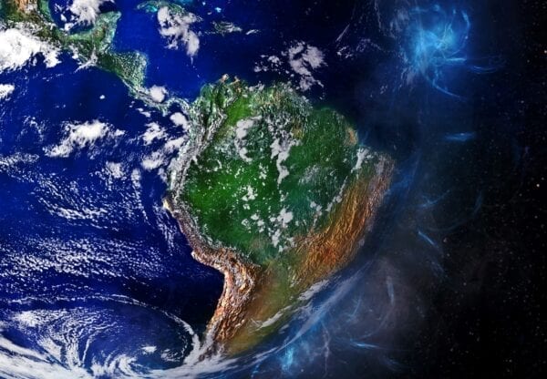 Image of Central and South America seen from space.