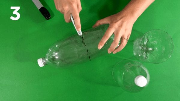 Mark your second soda bottle with a marker and cut with utility knife.