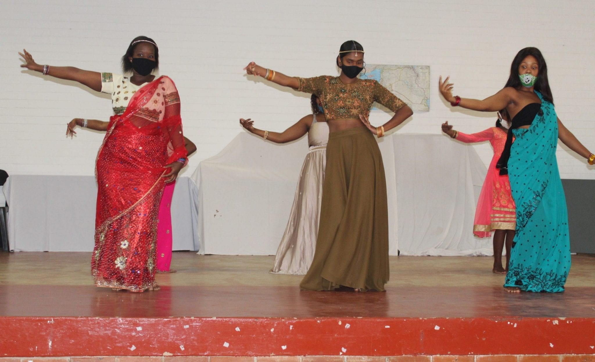 Girls from St. Monica’s Home celebrating with cultural dances on Heritage Day