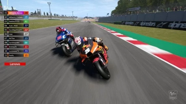 MotoGP eSport gaming still of bikes rounding a track
