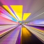 Lenovo brand image - high speed travel through a colorful tunnel