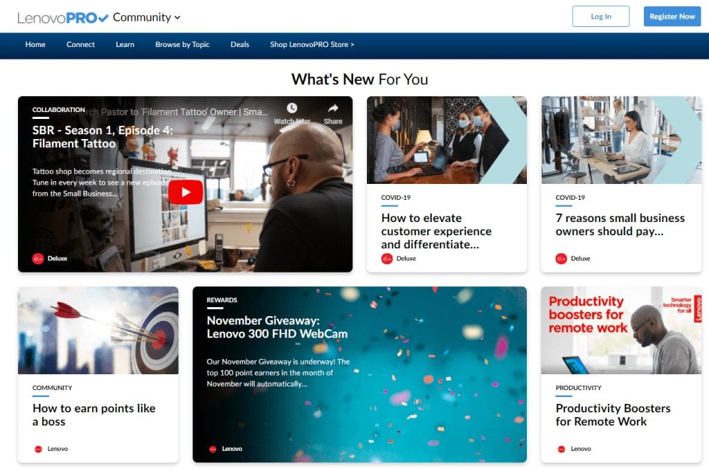 Screenshot of Lenovo PRO Community portal