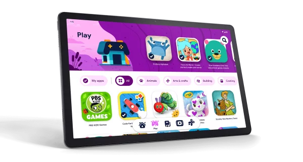 Lenovo Tab P11 also comes with Kids Space from Google,20 a new kids mode that features apps, books, and videos