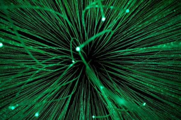 Lenovo brand image - green fiber optic cables