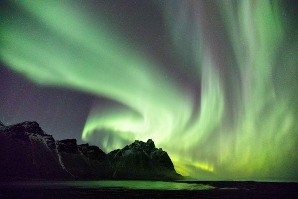 Lenovo brand image - aurora borealis / northern lights over mountains and sea