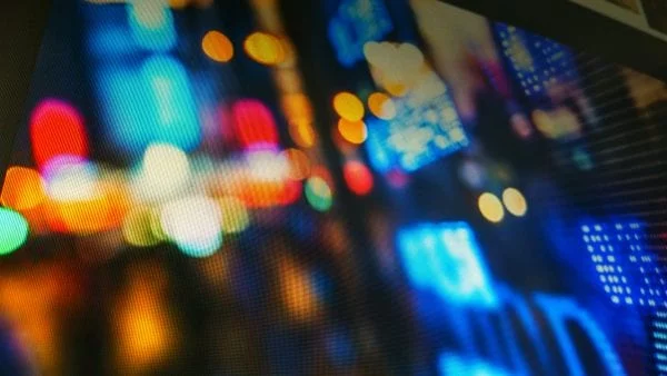 brand image - bokeh on stock market ticker