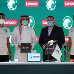 Lenovo and SAFF signing the agreement for Lenovo to be the national team technology sponsor