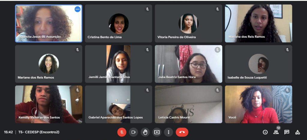 Virtual volunteer coordination online in Brazil -- multiple people video chatting on screen