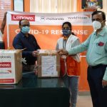 Boxes delivered from Lenovo and World Vision India in response to COVID-19.