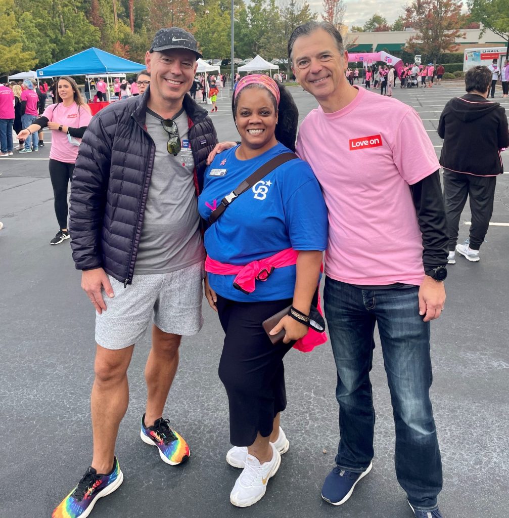 Davor smiles with two ACS board members at the MSABC of the Triangle Walk event.