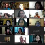 Group of mentors and mentees on a call in Colombia