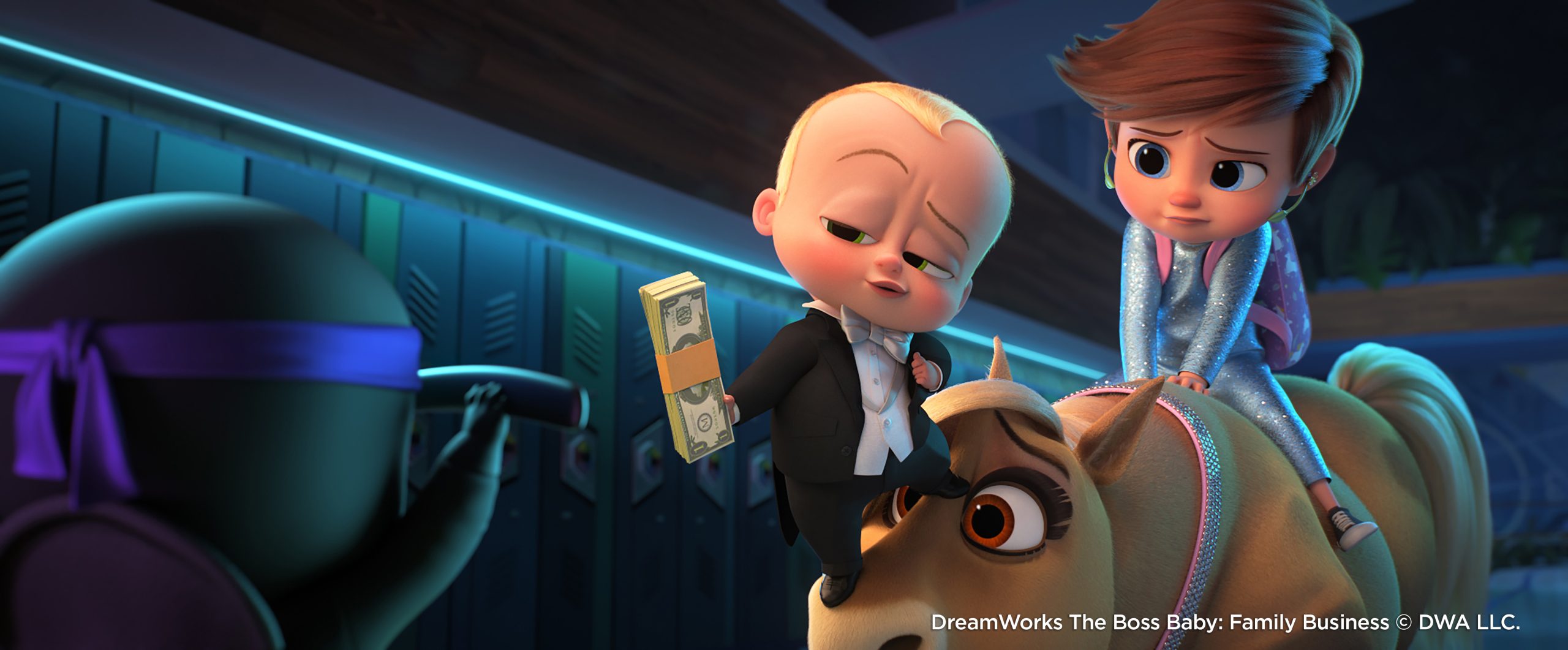 (from left) The Boss Baby/Ted Templeton (Alec Baldwin) and young Tim Templeton (James Marsden) in DreamWorks Animation's The Boss Baby: Family Business, directed by Tom McGrath.
