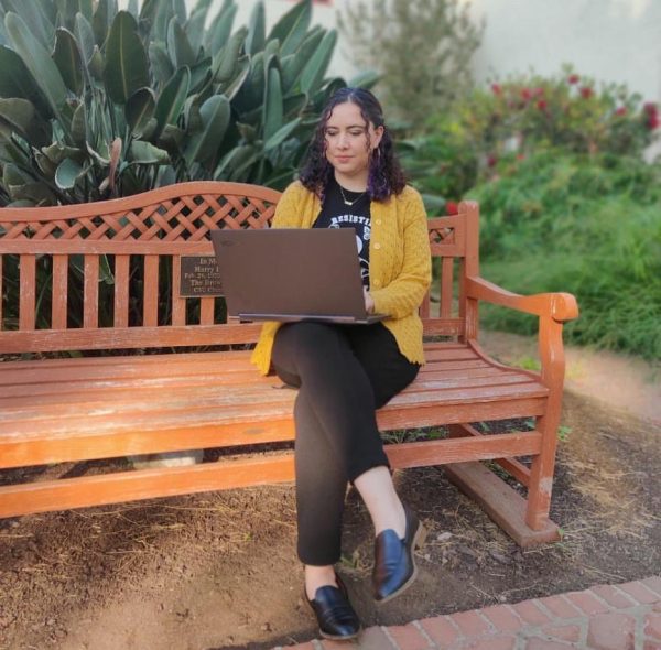 Maricela using Yoga Laptop for remote work