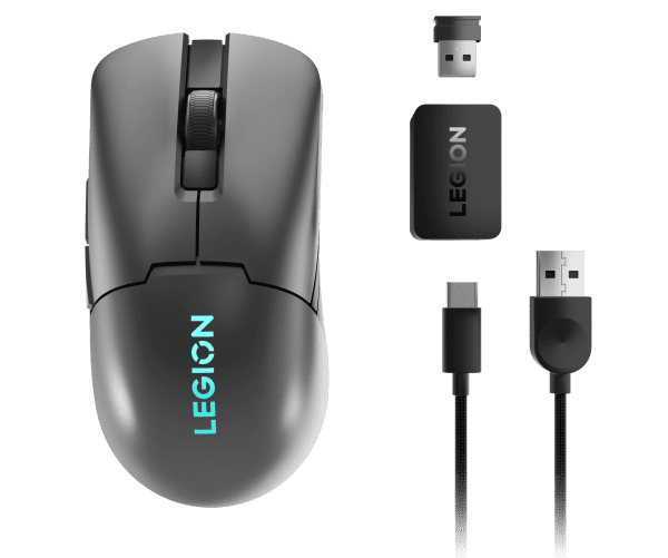 Use the Lenovo Legion M600s Qi Wireless Gaming Mouse with a USB-A dongle with extension adapter for better signal accessibility.