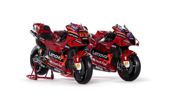 MotoGP bikes with Lenovo sponsorship