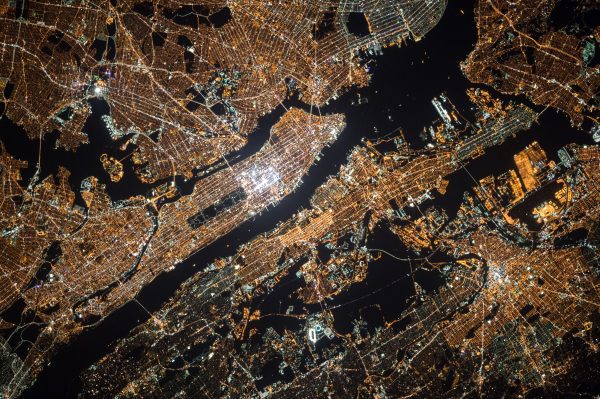 Lenovo brand image - Manhattan at night from above