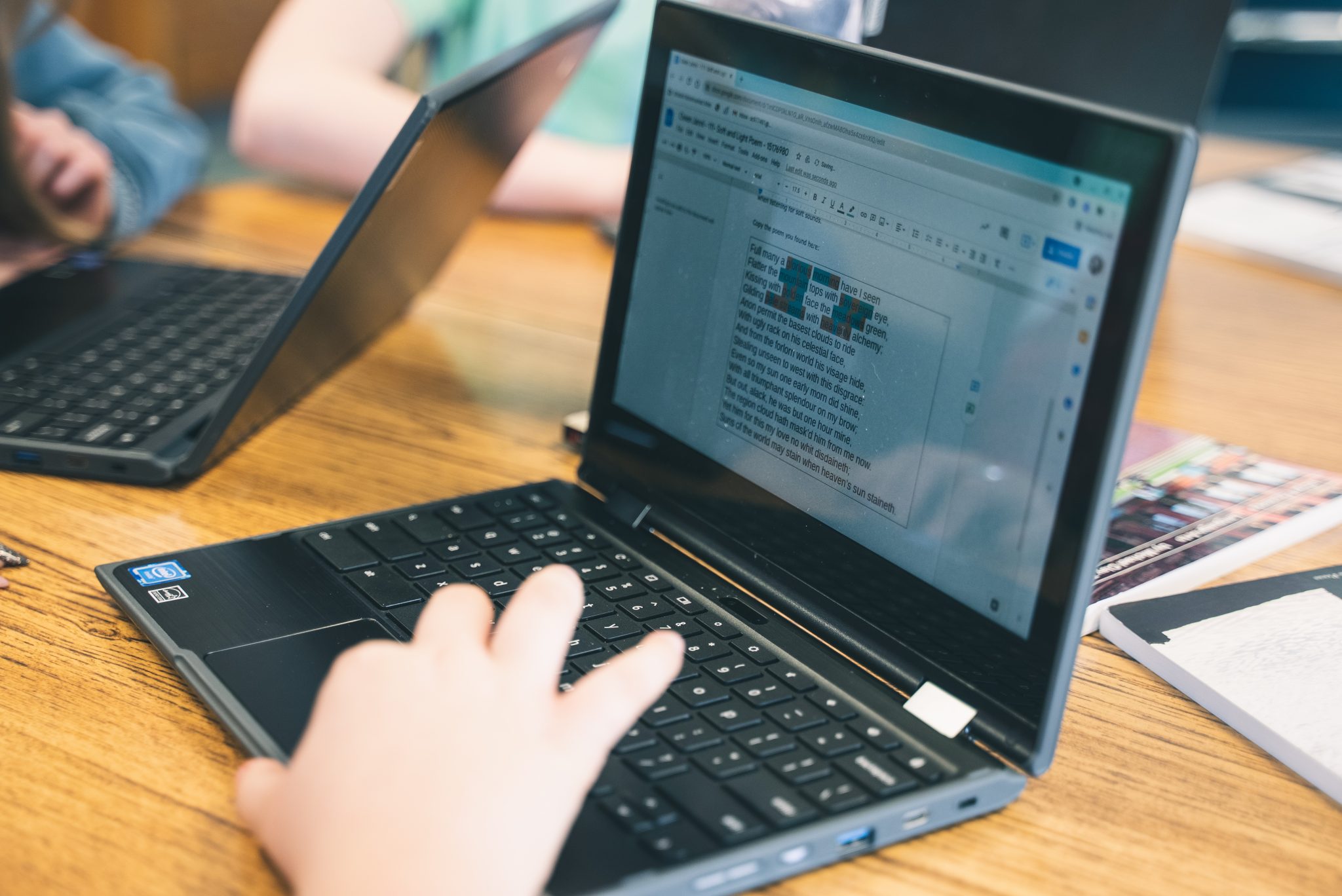 St. Cloud student using a Lenovo Chromebook