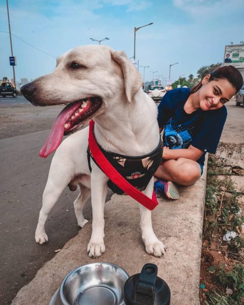 Vishakha and a dog