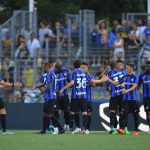 Team of FC Internazionale embrace after scoring during the friendly match pre-season between FC Lugano and FC Internazionale on July 12, 2022 in Lugano, Switzerland. (Photo by Mattia Pistoia - Inter/Inter via Getty Images)