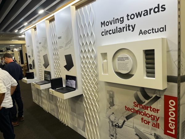 Aectual and Lenovo's booth display on "moving towards circularity"