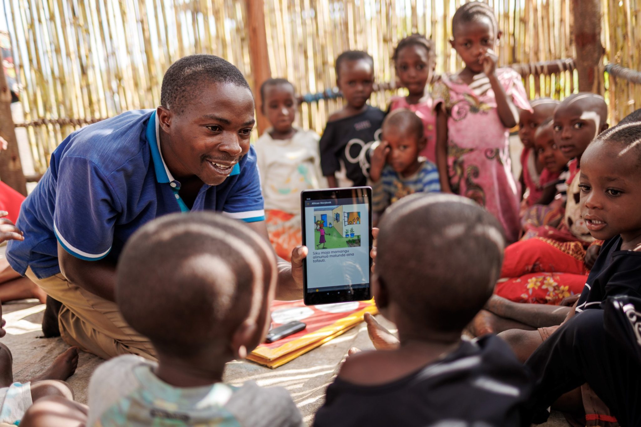 Children learning with Lenovo tablets - Photo credit - Theirworld and Mara Mambo Media
