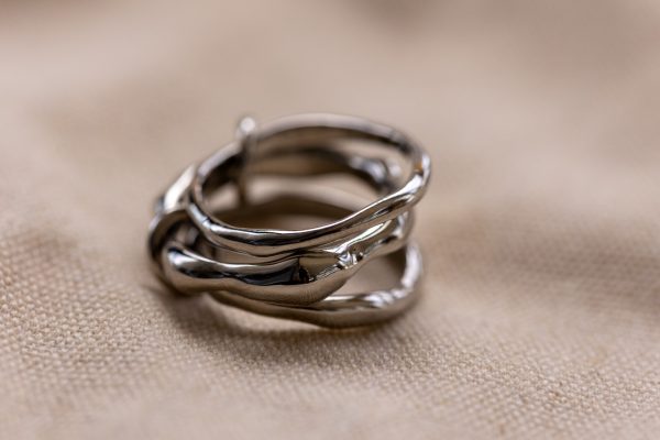 Kinetic Wabi Sabi ring made of recovered platinum from end-of-life Lenovo hardware