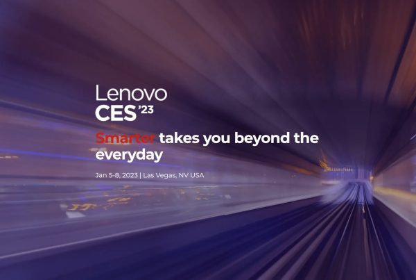 CES graphic with text: Lenovo CES '23 - Smarter takes you beyond the everyday