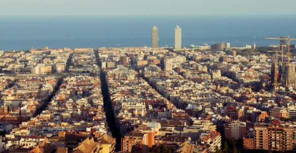 Aerial shot of Barcelona.