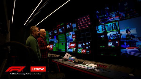 F1 and Lenovo: wall of monitors in control room