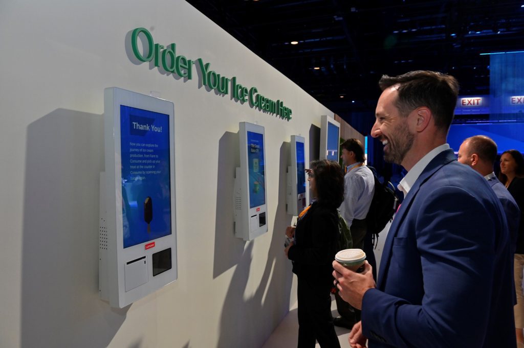 The smart retail kiosks for ordering ice cream.