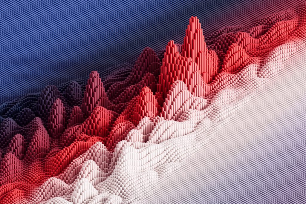 lenovo brand image - Multicolored waves made up of tiny blocks