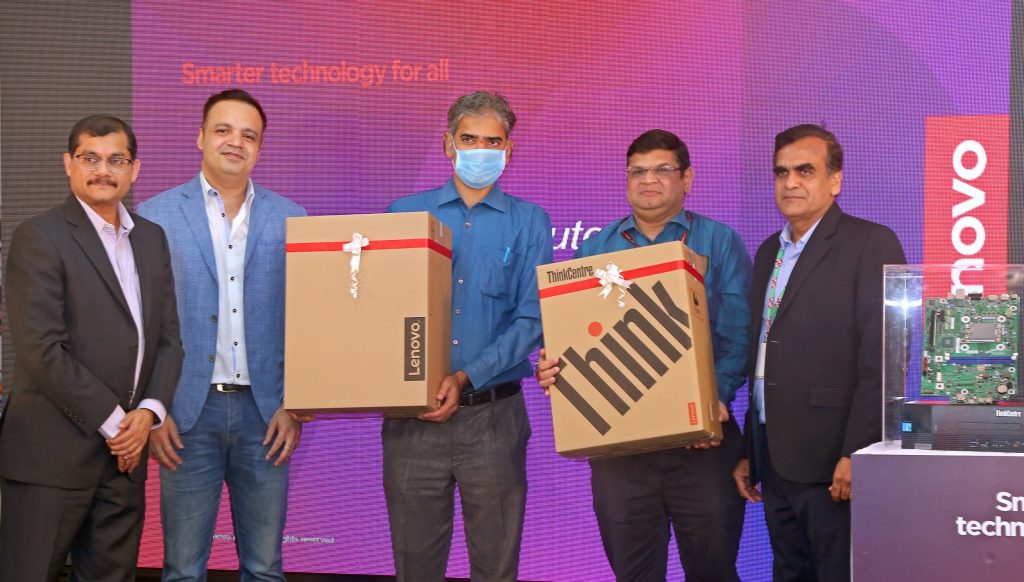 Lenovo team at the launch of the Made-in-India Motherboard 
