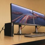 ThinkCentre M75q with dual monitors.