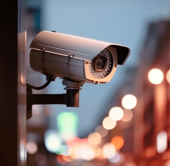 Camera mounted on a city corner