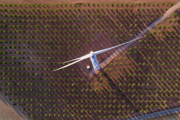 Lenovo brand image - aerial shot of wind turbine