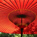 Underside of a red parasol