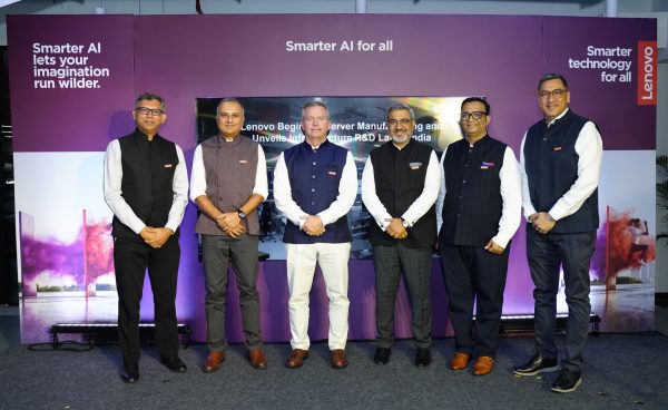 Lenovo team at the launch of AI Server Manufacturing and unveiling of the Infrastructure R&D Lab in India