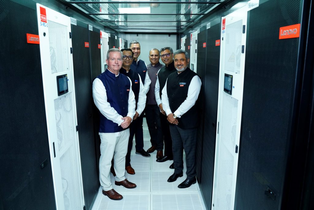 Lenovo team at the launch of AI Server Manufacturing and unveiling of the Infrastructure R&D Lab in India