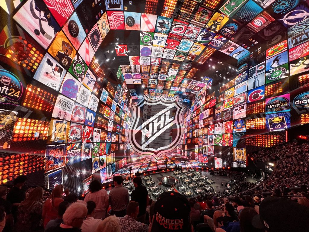 Interior of the Sphere with NHL graphics