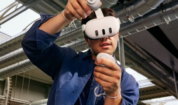 Person wearing Meta headset